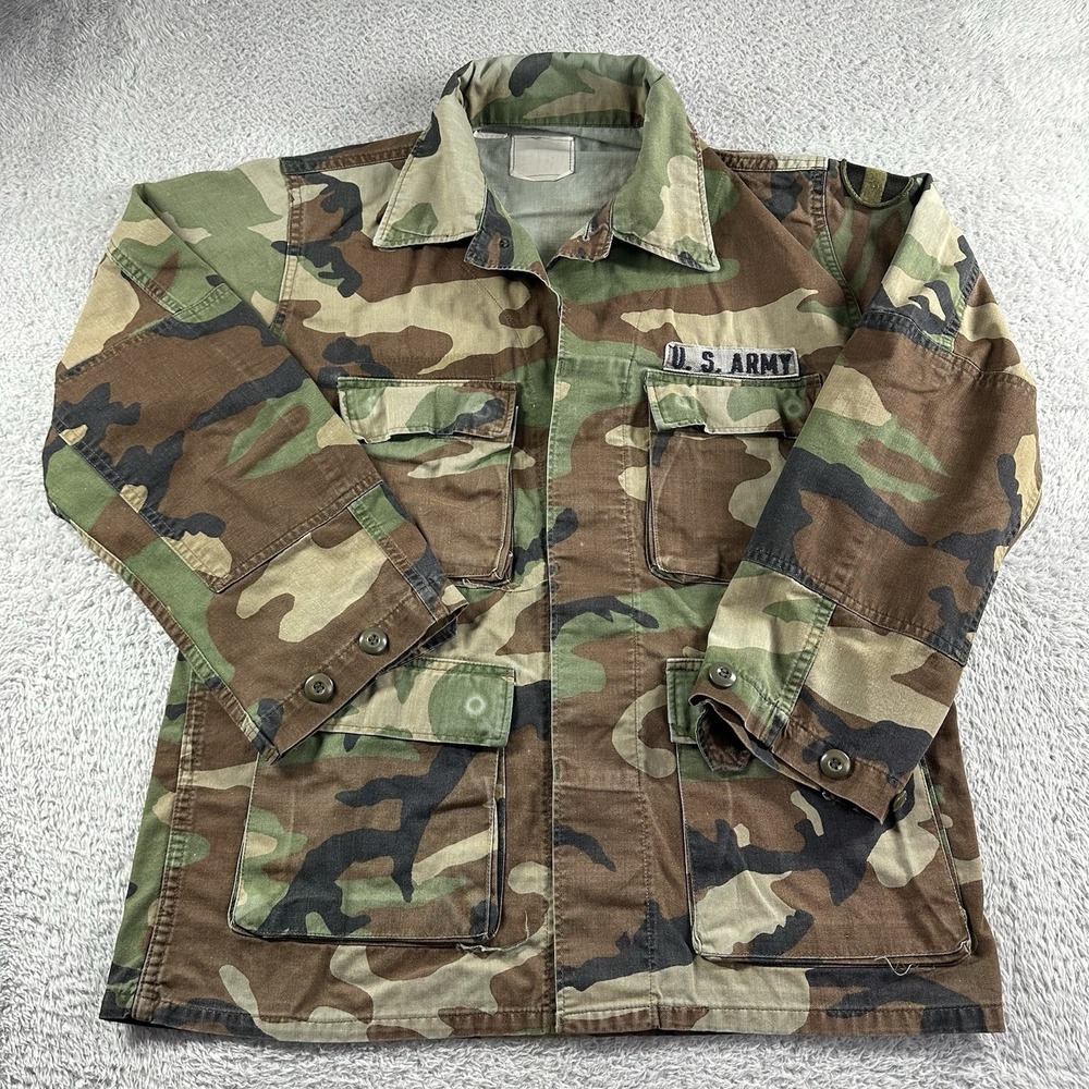 US Military Issued Army Jacket Mens Medium‎ Field Fatigue Combat Collar Woodland
